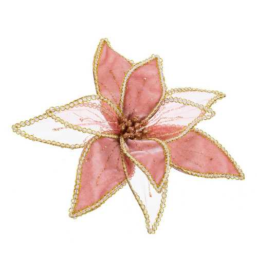 POINSETTIA CON CLIP POLIESTER ROSA 20 X 3 X 20 CM