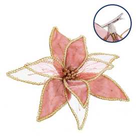 POINSETTIA CON CLIP POLIESTER ROSA 20 X 3 X 20 CM