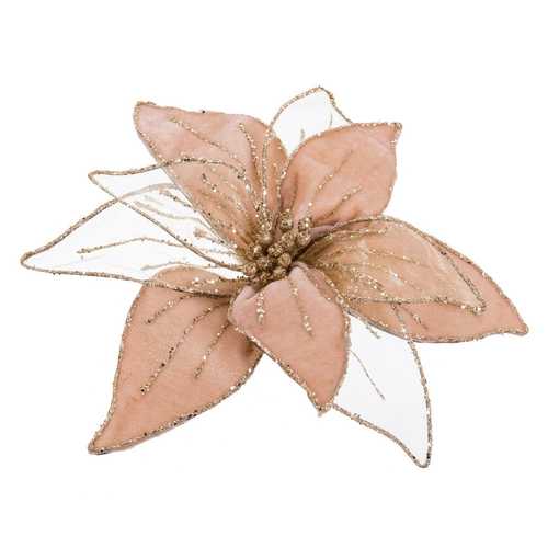 POINSETTIA CON CLIP POLIESTER BEIGE 20 X 3 X 20 CM