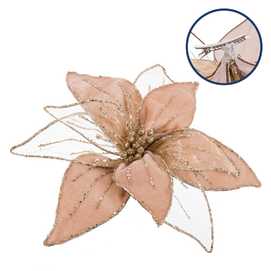 POINSETTIA CON CLIP POLIESTER BEIGE 20 X 3 X 20 CM