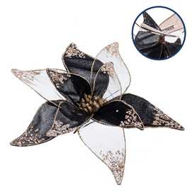 POINSETTIA CON CLIP POLIESTER NEGRO 30 X 4 X 30 CM