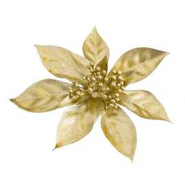 POINSETTIA CON CLIP ORO 16 X 16 CM