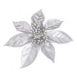 POINSETTIA CON CLIP PLATA 16 X 16 CM