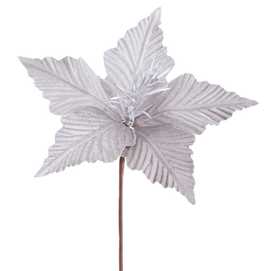 PICK POINSETTIA POLIESTER PLATA 25 X 25 X 20 CM