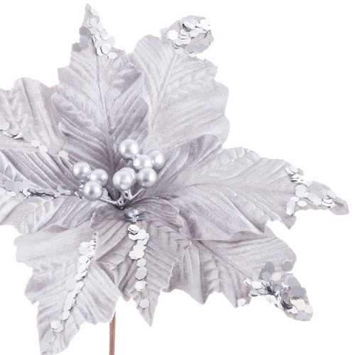 POINSETTIA POLIESTER PLATA-GRIS 32 X 32 X 40 CM