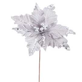 POINSETTIA POLIESTER PLATA-GRIS 32 X 32 X 40 CM