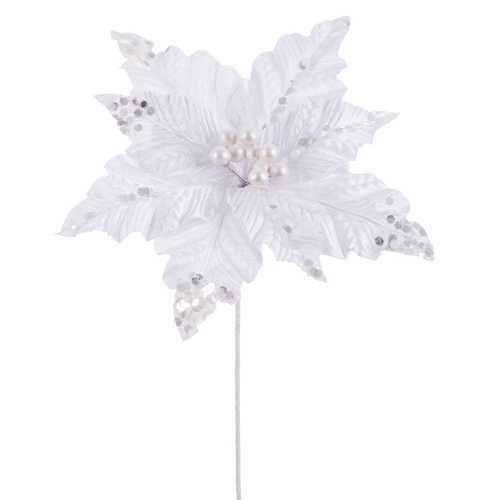 POINSETTIA POLIESTER BLANCO 32 X 32 X 40 CM