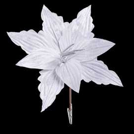 POINSETTIA CON CLIP POLIESTER BLANCO 28 X 28 CM