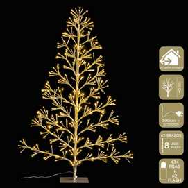 ÁRBOL 496 LUCES LED ORO FIGURA ENCHUFE 120 CM