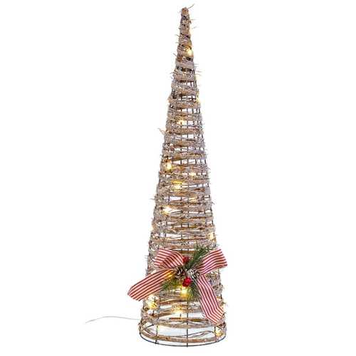 CONO NIEVE 30 LUCES RATTAN 16 X 16 X 60 CM