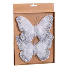 S/2 MARIPOSA CON CLIP PLATA 18 CM