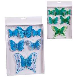 S/6 MARIPOSA CON CLIP 2/C 12 CM