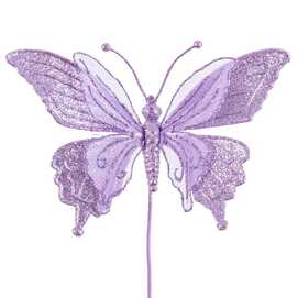 PICK MARIPOSA TEJIDO LAVANDA 20 CM