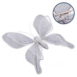 MARIPOSA CON CLIP POLIESTER GRIS 20 X 3 X 20 CM