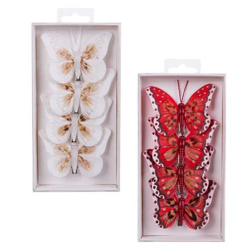 S/4 MARIPOSA CON CLIP PLUMAS 3/M 6 X 0,80 X 6 CM