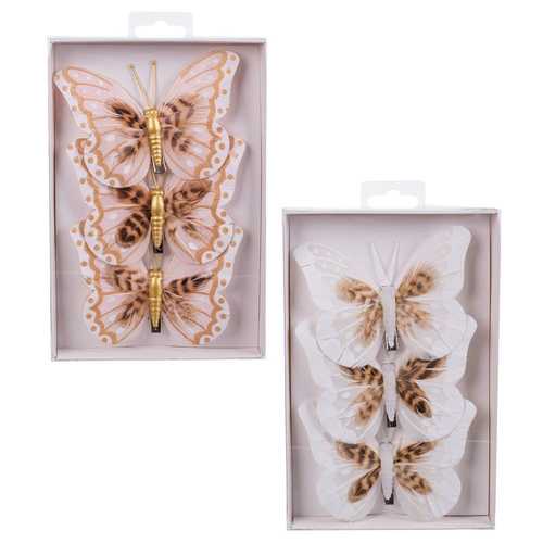 S/3 MARIPOSA CON CLIP PLUMAS 3/M 11 X 0,80 X 9 CM