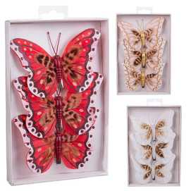 S/3 MARIPOSA CON CLIP PLUMAS 3/M 11 X 0,80 X 9 CM