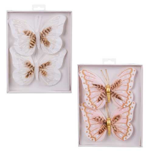 S/2 MARIPOSA CON CLIP PLUMAS 3/M 16,50 X 1 X 13 CM