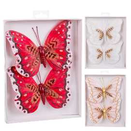 S/2 MARIPOSA CON CLIP PLUMAS 3/M 16,50 X 1 X 13 CM