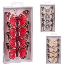 S/4 MARIPOSA CON CLIP PLUMAS 3/M 8 X 0,80 X 6 CM