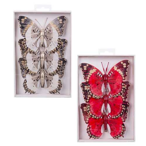 S/3 MARIPOSA CON CLIP PLUMAS 3/M 11 X 0,80 X 9 CM