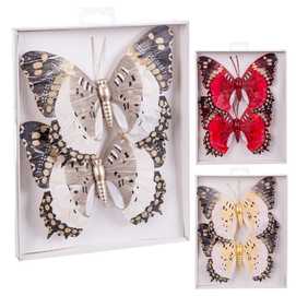 S/2 MARIPOSA CON CLIP PLUMAS 3/M 16,50 X 1 X 13 CM