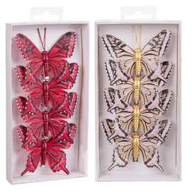 S/4 MARIPOSA CON CLIP PLUMAS 2/M 8 X 0,80 X 6 CM