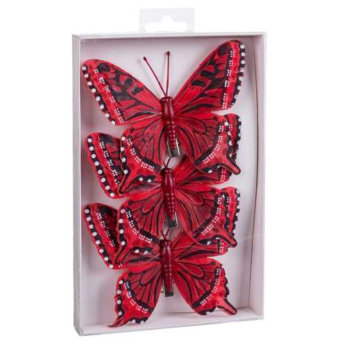 S/3 MARIPOSA CON CLIP PLUMAS 2/M 11 X 0,80 X 9 CM