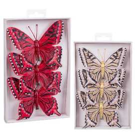 S/3 MARIPOSA CON CLIP PLUMAS 2/M 11 X 0,80 X 9 CM