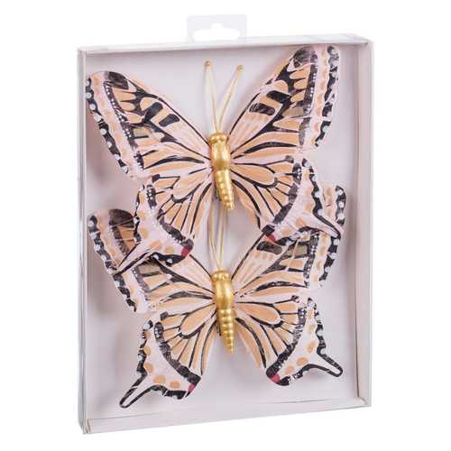 S/2 MARIPOSA CON CLIP PLUMAS 2/M 16,50 X 1 X 13 CM