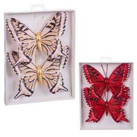 S/2 MARIPOSA CON CLIP PLUMAS 2/M 16,50 X 1 X 13 CM