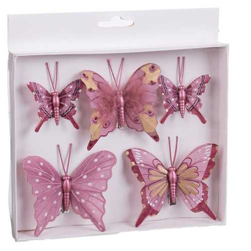 S/5 MARIPOSA CON CLIP PLUMAS 2/M