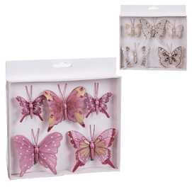 S/5 MARIPOSA CON CLIP PLUMAS 2/M