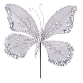 MARIPOSA POLIESTER PLATA 22 X 17 X 15 CM