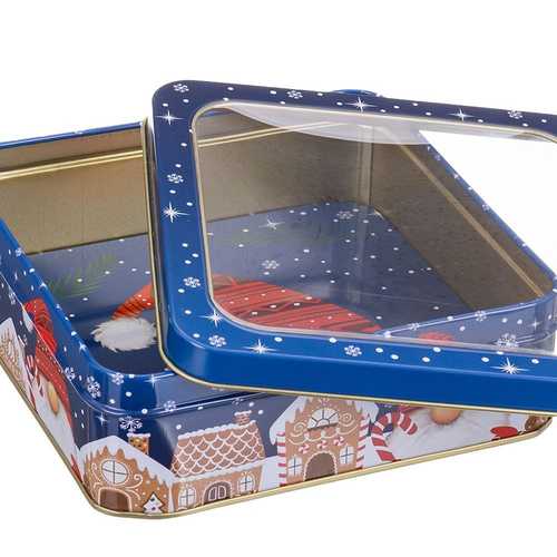 CAJA PAPA NOEL METAL-PVC 15,30 X 15,30 X 5 CM