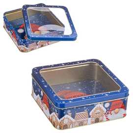 CAJA PAPA NOEL METAL-PVC 15,30 X 15,30 X 5 CM