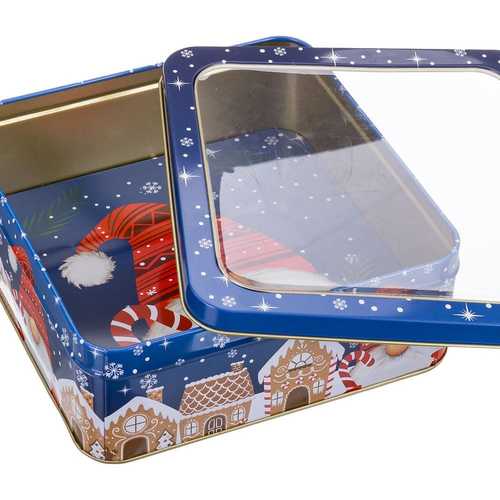 CAJA PAPA NOEL METAL-PVC 17,50 X 17,50 X 6,50 CM