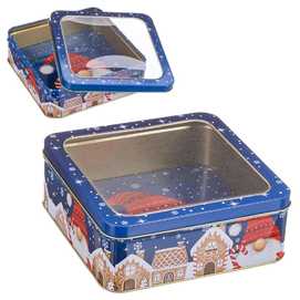 CAJA PAPA NOEL METAL-PVC 17,50 X 17,50 X 6,50 CM