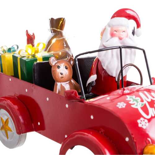 COCHE PAPA NOEL CON LUZ METAL 26,50 X 13,50 X 16 CM