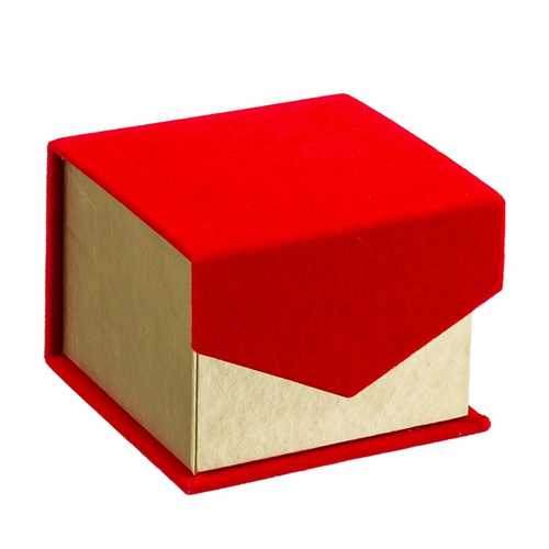 CAJA CARTÓN / TERCIOPELO ORO-ROJO 8 X 7,90 X 6,30 CM