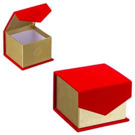 CAJA CARTÓN / TERCIOPELO ORO-ROJO 8 X 7,90 X 6,30 CM