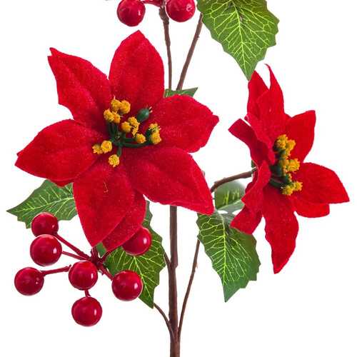 RAMA ACEBO Y 3 POINSETTIA 40 CM