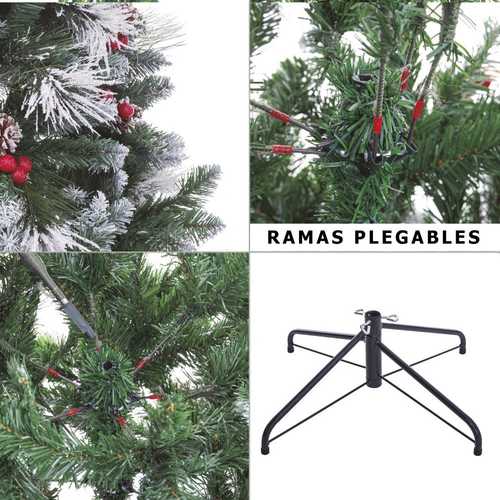 ÁRBOL MIXTO 450 RAMAS ACEBO NIEVE PVC 150 CM