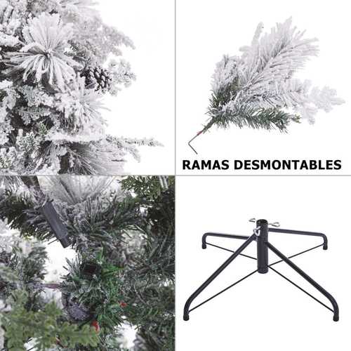 ÁRBOL 595 RAMAS NEVADO PE-PVC 210 CM