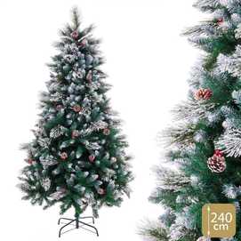 ÁRBOL MIXTO 1372 RAMAS ACEBO NIEVE PVC 240 CM