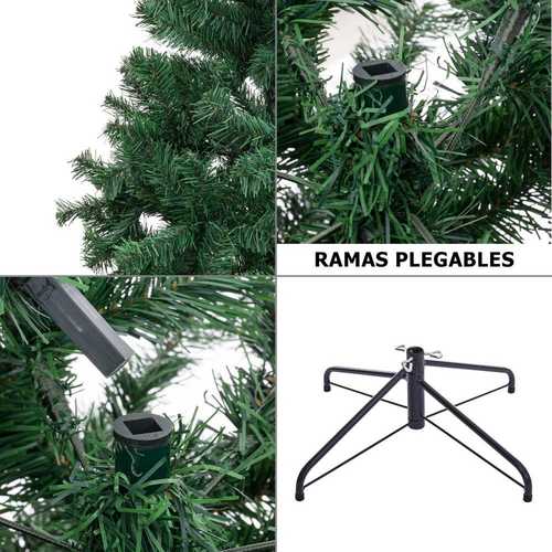 ÁRBOL PLEGABLE 650 RAMAS PVC VERDE 210 CM