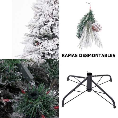 ÁRBOL MIXTO 312 RAMAS PE-PVC NEVADO 150 CM