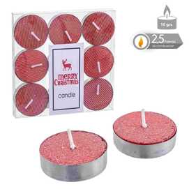 S/9 VELA TEALIGHT ROJO METÁLICO NAVIDAD 3,80 X 1,20 CM