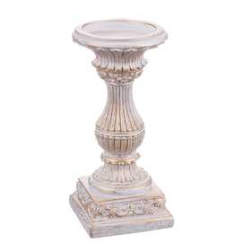 CANDELABRO RESINA BLANCO 9 X 9 X 19,50 CM