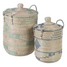 S/2 CESTOS NATURAL-GRIS FIBRA NATURAL 38 X 38 X 58 CM